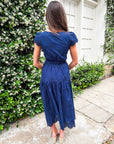 Easy Like Sunday Embroidered Midi Dress-Navy