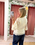 The Mandarin Lace Top-Cream