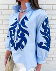 Blush Peony Top-Blue