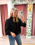Francesca Puff Sleeve Top-Black