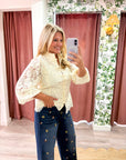 The Mandarin Lace Top-Cream