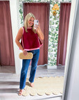 Soft Motion Knit Top-Burgundy