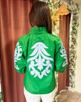 Blush Peony Top-Kelly Green/Sky Blue