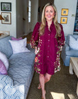 Crimson Petal Mini Dress-Burgundy
