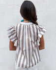 Weekend Wander Stripe Top-Taupe