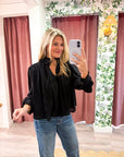 Francesca Puff Sleeve Top-Black