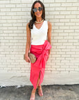 Coral Crush Midi Skirt