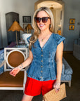 Barrel Race Denim Peplum Top