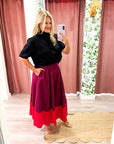 Fairmont Colorblock Skirt-Port/Red