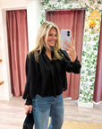Francesca Puff Sleeve Top-Black