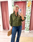 Annalise Puff Sleeve Top-Olive