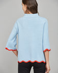 Go With the Flow Knit Top-Soft Blue/Orange Red
