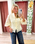 The Mandarin Lace Top-Cream