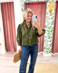 Annalise Puff Sleeve Top-Olive