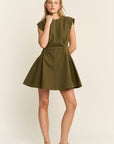 Sweet Afternoons Mini Dress-Olive