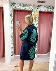 Isla Floral Baroque Dress-Navy