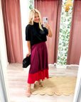 Fairmont Colorblock Skirt-Port/Red