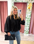 Francesca Puff Sleeve Top-Black