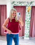 Soft Motion Knit Top-Burgundy