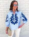 Blush Peony Top-Blue