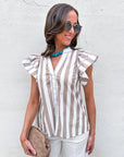 Weekend Wander Stripe Top-Taupe