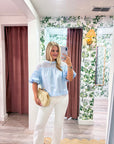 Sheer Romance Bubble Top-Sky Blue