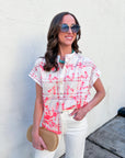 Sunset Picnic Button Down Top-Red