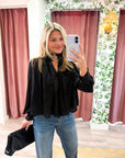 Francesca Puff Sleeve Top-Black