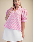 Sweetheart Puff Sleeve Top-Pink