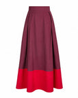 Fairmont Colorblock Skirt-Port/Red
