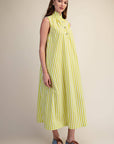 Nantucket Stripe Maxi Dress-Lime