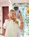 She’s Gone Country Denim Dress-Cream