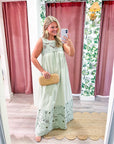 PREORDER: Desert Breeze Lace Maxi Dress-Sage