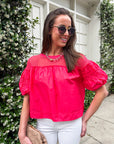 Sheer Romance Bubble Top-Raspberry Pink