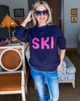 Ski Sport Sweater-Navy/Pink