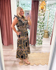 Sweet Spell Floral Midi Dress-Navy