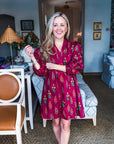 Darling Daydream Floral Mini Dress-Maroon