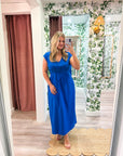 The Paris Edition Midi Dress-Royal Blue