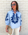 Blush Peony Top-Blue