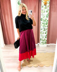 Fairmont Colorblock Skirt-Port/Red