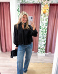 Francesca Puff Sleeve Top-Black