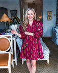 Darling Daydream Floral Mini Dress-Maroon