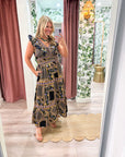 Sweet Spell Floral Midi Dress-Navy