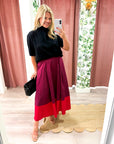 Fairmont Colorblock Skirt-Port/Red