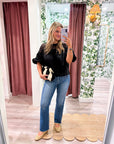 Sheer Romance Bubble Top-Black