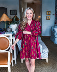 Darling Daydream Floral Mini Dress-Maroon
