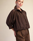 Yvette Puff Sleeve Top-Brown