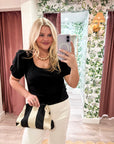 Perfect Fit Puff Sleeve Top-Black