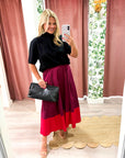 Fairmont Colorblock Skirt-Port/Red
