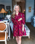 Darling Daydream Floral Mini Dress-Maroon